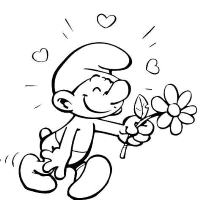 A coloring page of the smurfs